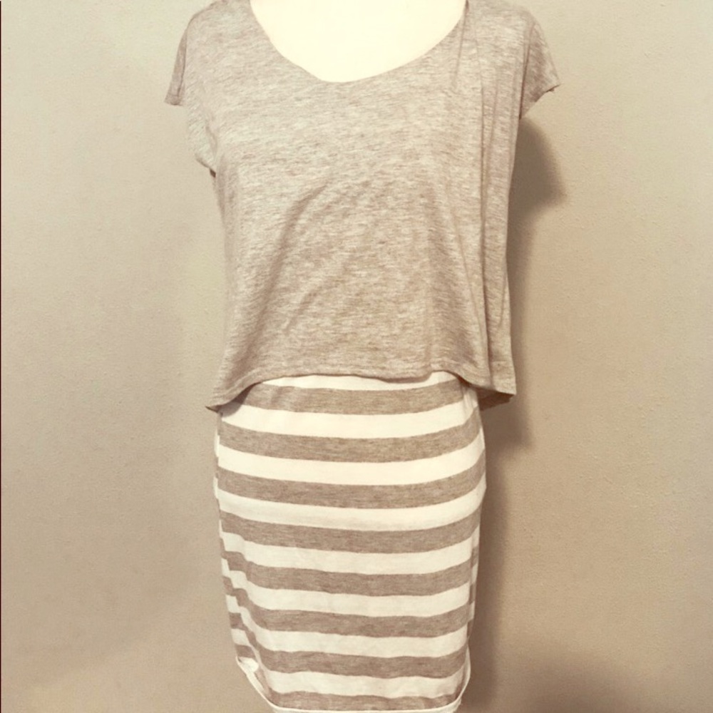 Gray and white dress